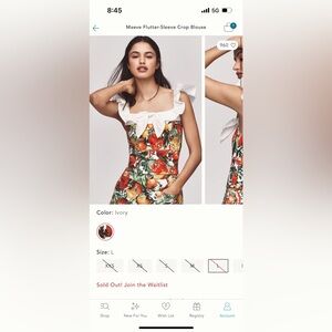 Maeve Flutter-Sleeve Crop Blouse